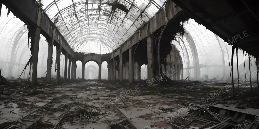 【2k背景素材】退廃サイバーパンク 都市ドーム跡|10枚セット