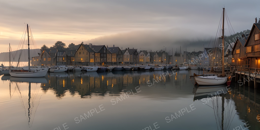 【2k背景素材】中世ファンタジー 水上の港町|10枚セット