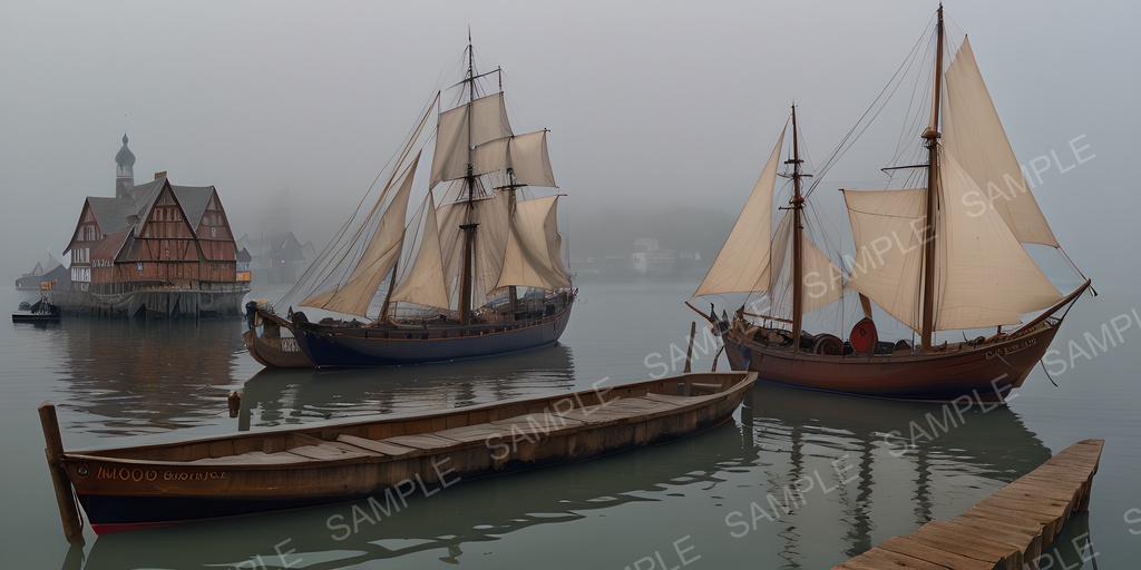 【2k背景素材】中世ファンタジー 水上の港町|10枚セット