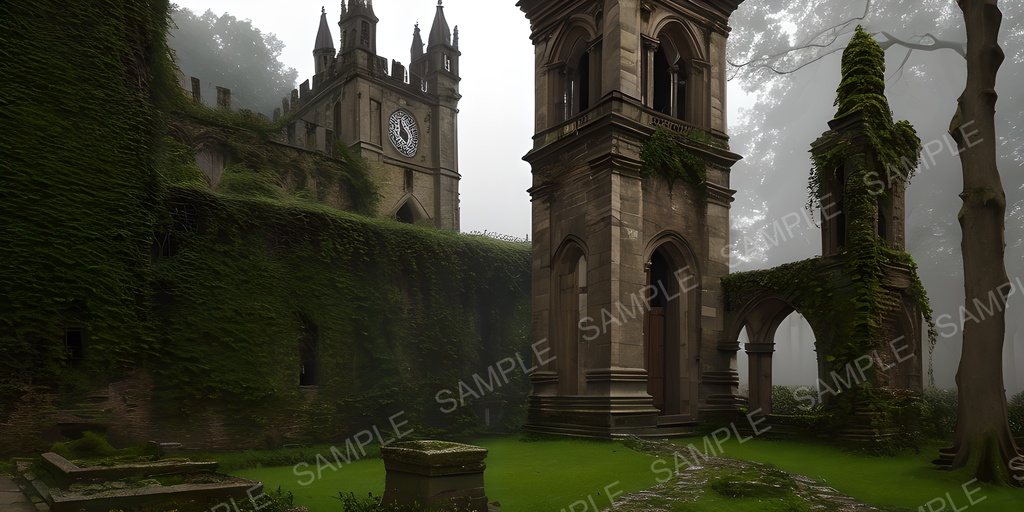 【2k背景素材】中世ファンタジー 忘却の鐘楼|10枚セット