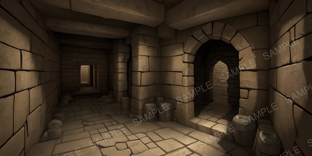 【2k背景素材】中世ファンタジー 古代墓所内部|10枚セット