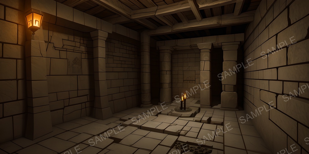 【2k背景素材】中世ファンタジー 古代墓所内部|10枚セット