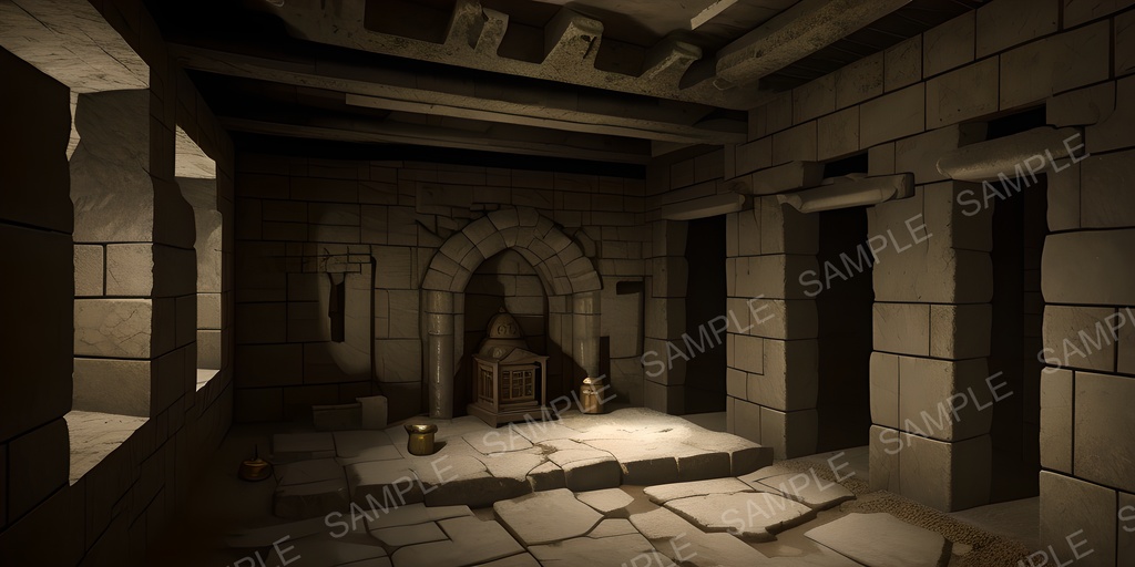 【2k背景素材】中世ファンタジー 古代墓所内部|10枚セット
