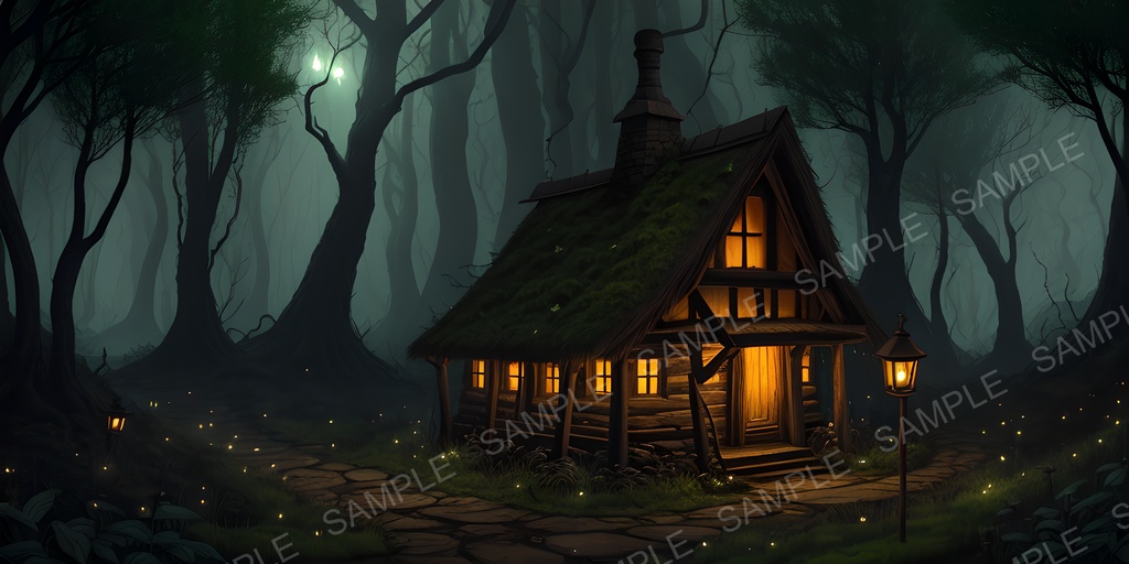 【2k背景素材】中世ファンタジー 森の魔女の小屋|10枚セット