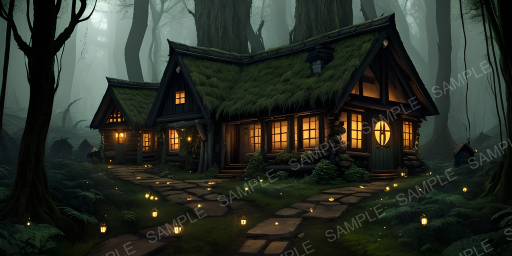 【2k背景素材】中世ファンタジー 森の魔女の小屋|10枚セット