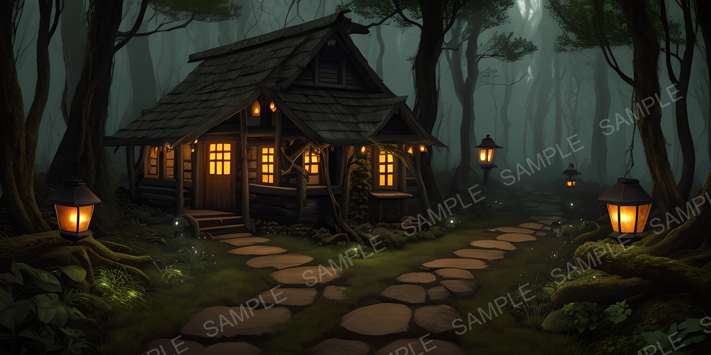 【2k背景素材】中世ファンタジー 森の魔女の小屋|10枚セット