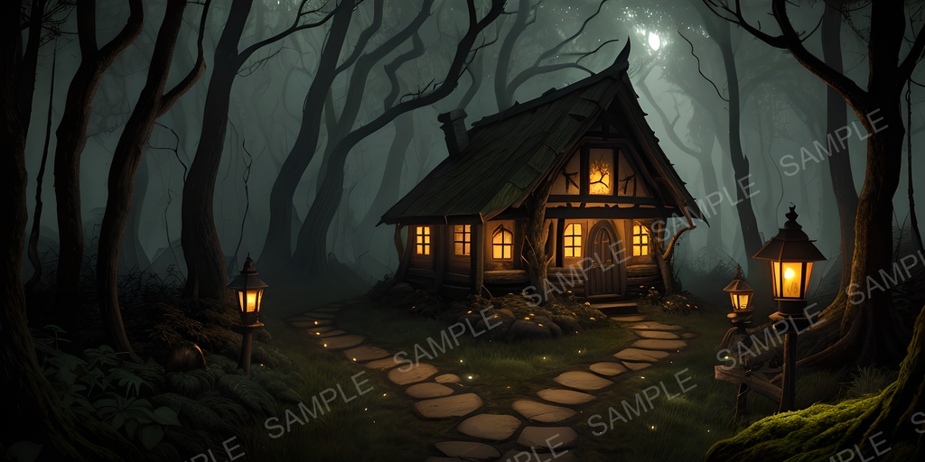 【2k背景素材】中世ファンタジー 森の魔女の小屋|10枚セット
