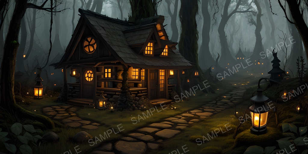 【2k背景素材】中世ファンタジー 森の魔女の小屋|10枚セット