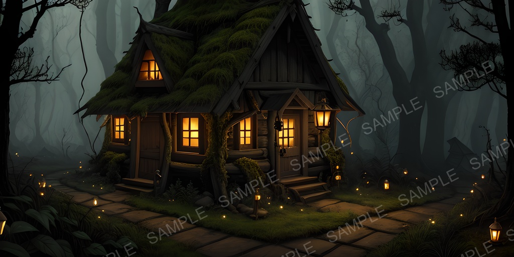 【2k背景素材】中世ファンタジー 森の魔女の小屋|10枚セット