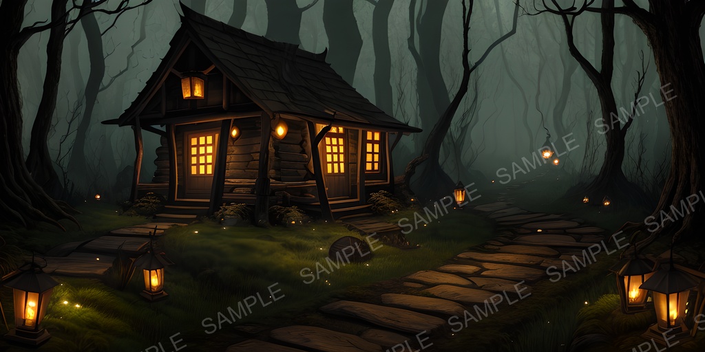 【2k背景素材】中世ファンタジー 森の魔女の小屋|10枚セット