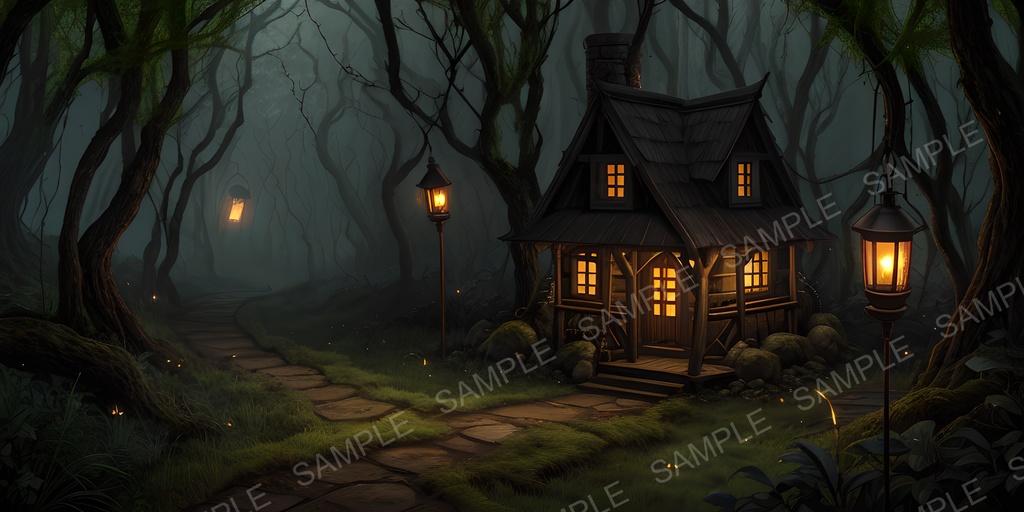 【2k背景素材】中世ファンタジー 森の魔女の小屋|10枚セット