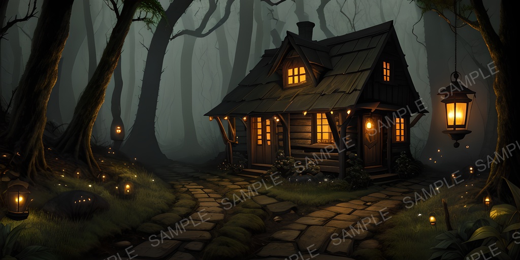 【2k背景素材】中世ファンタジー 森の魔女の小屋|10枚セット