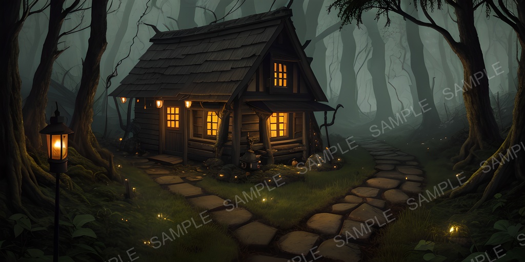 【2k背景素材】中世ファンタジー 森の魔女の小屋|10枚セット