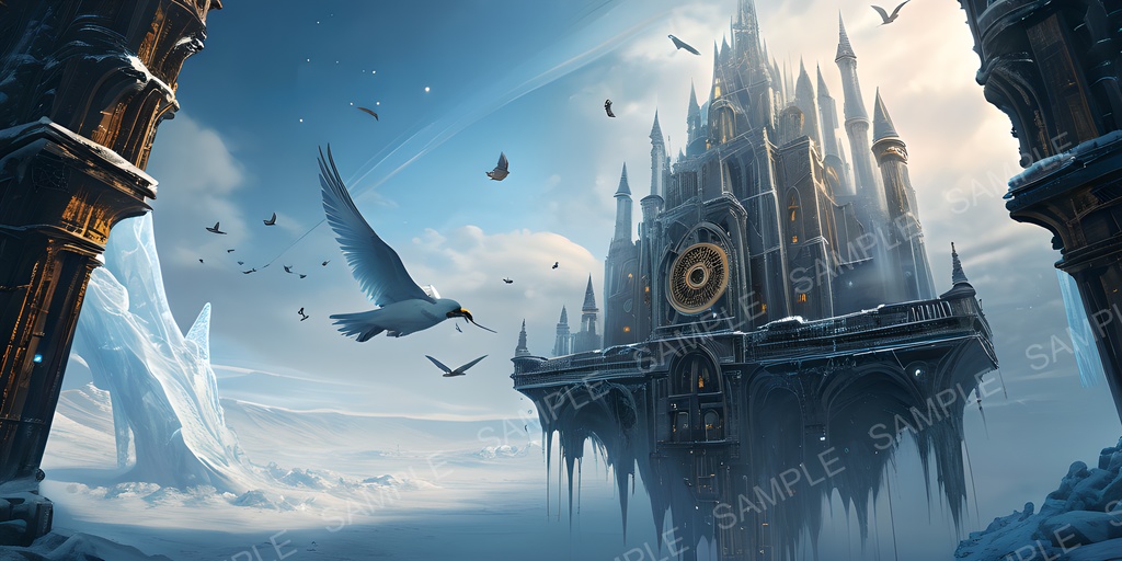 【2k背景素材】ファンタジー 浮遊都市の空中回廊|10枚セット