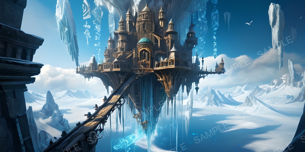 【2k背景素材】ファンタジー 浮遊都市の空中回廊|10枚セット