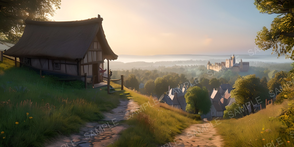 【2k背景素材】旅立ちの丘と王都遠望|10枚セット