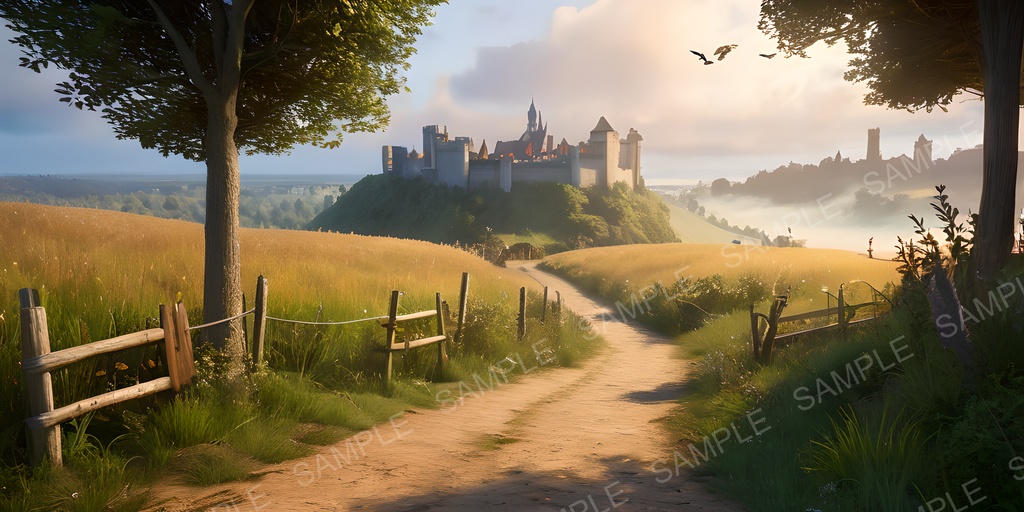 【2k背景素材】旅立ちの丘と王都遠望|10枚セット