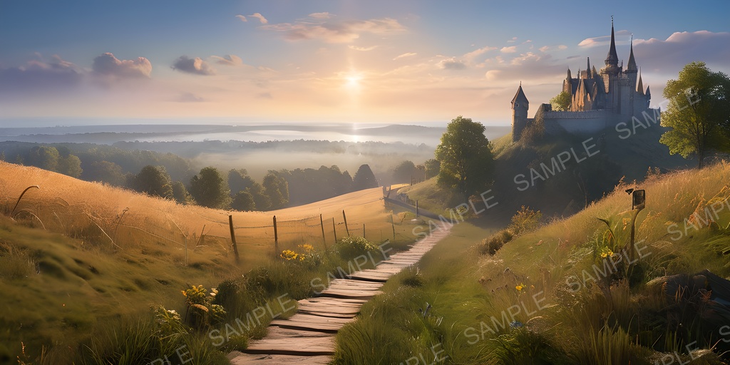 【2k背景素材】旅立ちの丘と王都遠望|10枚セット