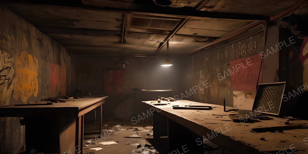 【2k背景素材】退廃サイバーパンク 地下レジスタンス基地跡|10枚セット