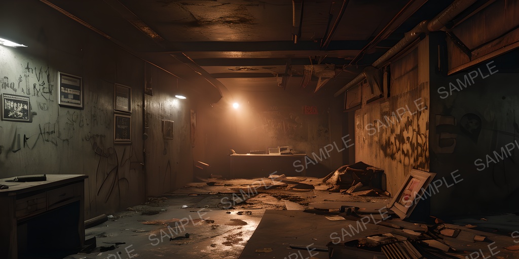 【2k背景素材】退廃サイバーパンク 地下レジスタンス基地跡|10枚セット