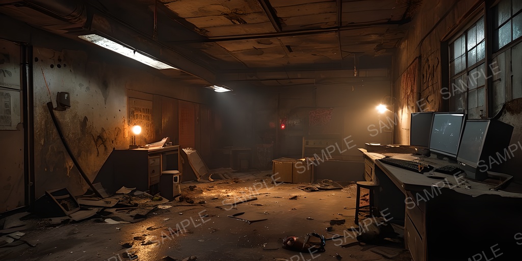 【2k背景素材】退廃サイバーパンク 地下レジスタンス基地跡|10枚セット