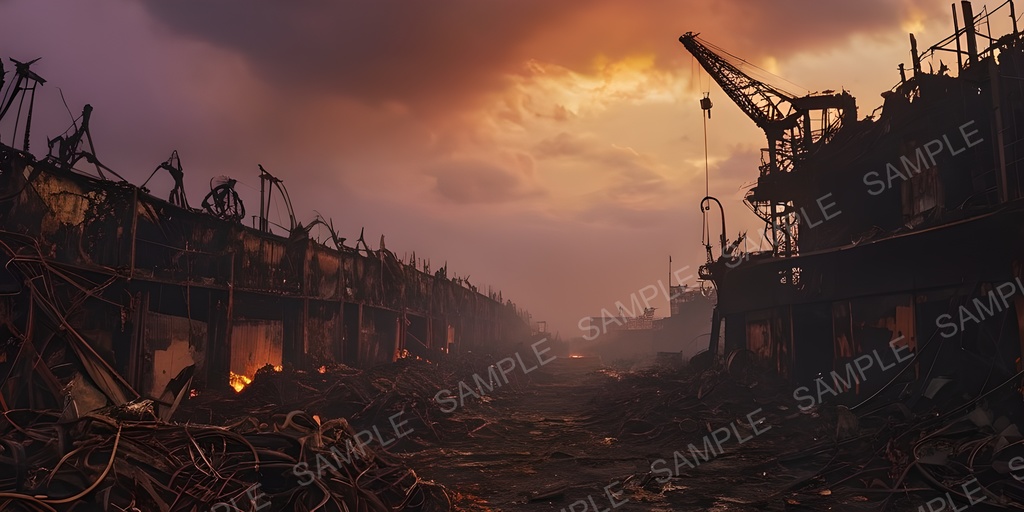 【2k背景素材】退廃サイバーパンク 企業廃棄区画|10枚セット