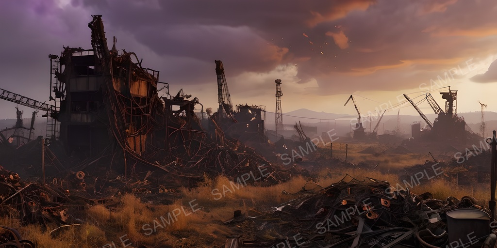 【2k背景素材】退廃サイバーパンク 企業廃棄区画|10枚セット