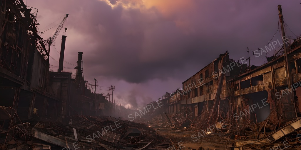 【2k背景素材】退廃サイバーパンク 企業廃棄区画|10枚セット