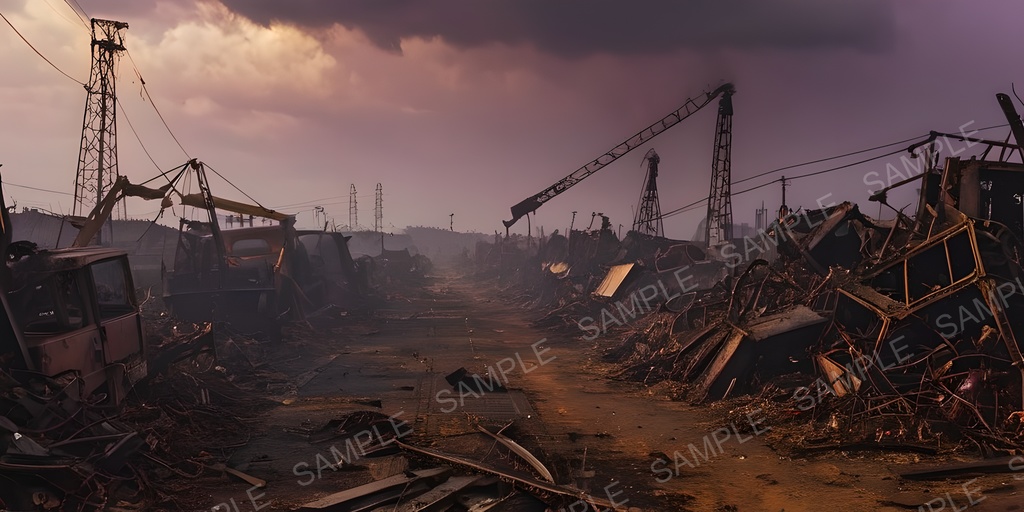 【2k背景素材】退廃サイバーパンク 企業廃棄区画|10枚セット