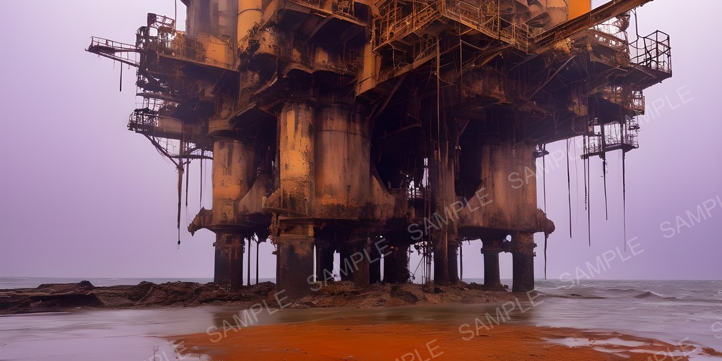 【2k背景素材】退廃サイバーパンク 海上発電プラットフォーム|10枚セット
