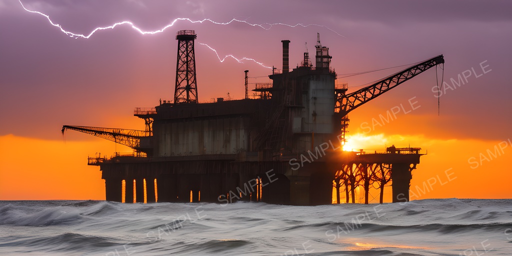 【2k背景素材】退廃サイバーパンク 海上発電プラットフォーム|10枚セット