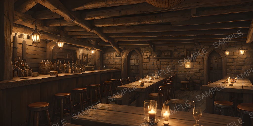 【2k背景素材】中世ファンタジー 冒険者の酒場|10枚セット