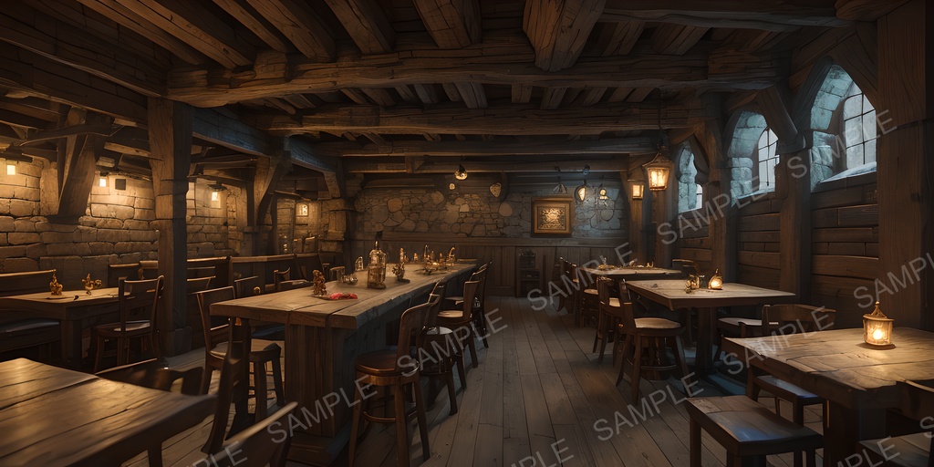 【2k背景素材】中世ファンタジー 冒険者の酒場|10枚セット