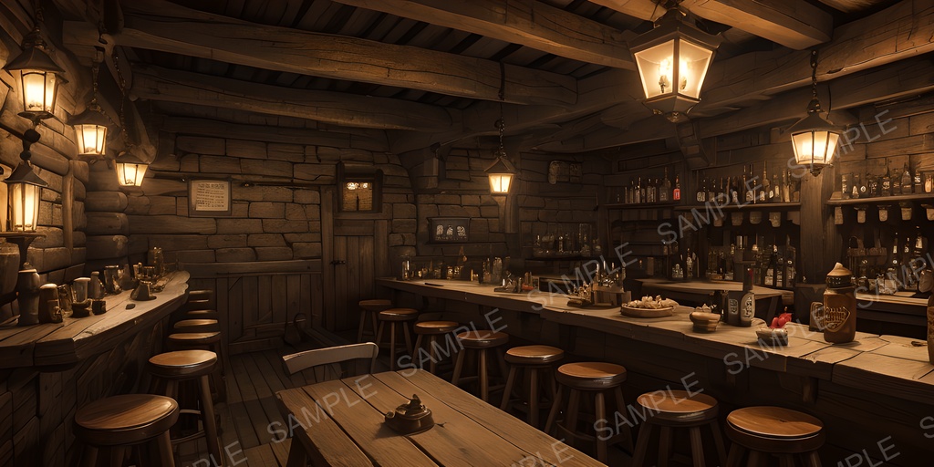 【2k背景素材】中世ファンタジー 冒険者の酒場|10枚セット