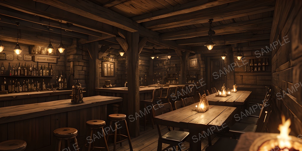 【2k背景素材】中世ファンタジー 冒険者の酒場|10枚セット