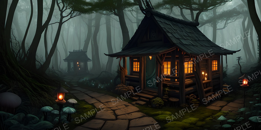 【背景素材】幻想ダークファンタジー 魔女の小屋|10枚セット