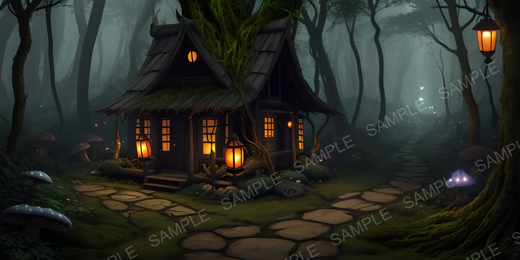 【背景素材】幻想ダークファンタジー 魔女の小屋|10枚セット