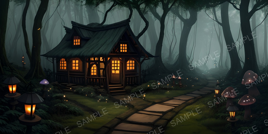 【背景素材】幻想ダークファンタジー 魔女の小屋|10枚セット