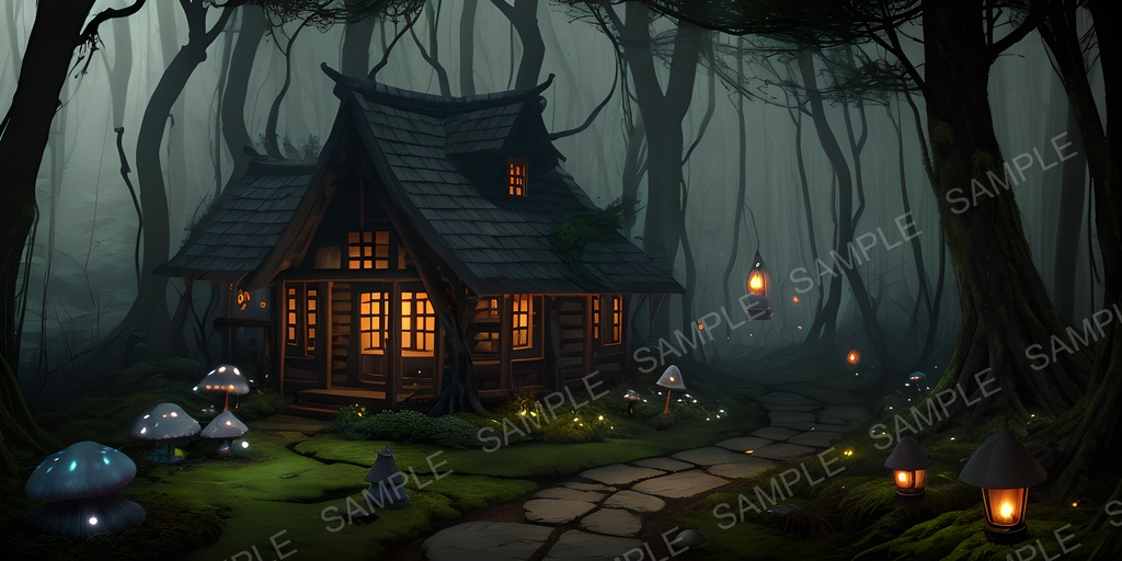 【背景素材】幻想ダークファンタジー 魔女の小屋|10枚セット