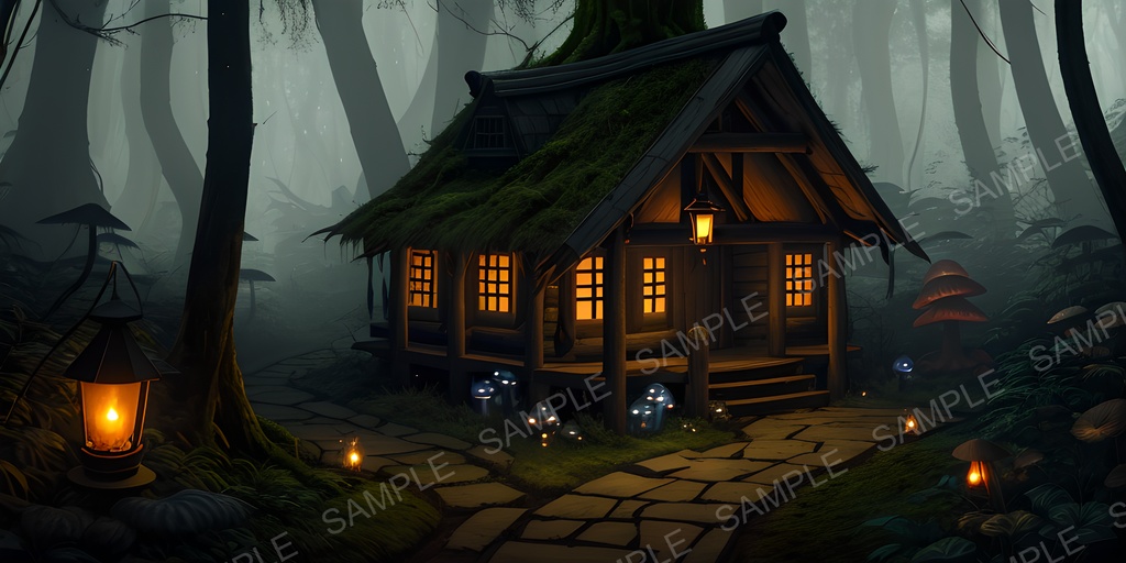 【背景素材】幻想ダークファンタジー 魔女の小屋|10枚セット