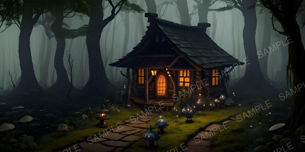 【背景素材】幻想ダークファンタジー 魔女の小屋|10枚セット