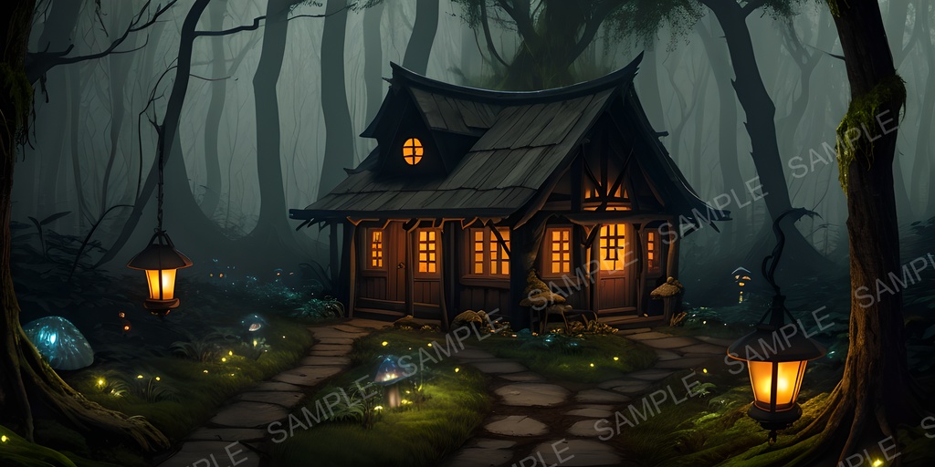 【背景素材】幻想ダークファンタジー 魔女の小屋|10枚セット