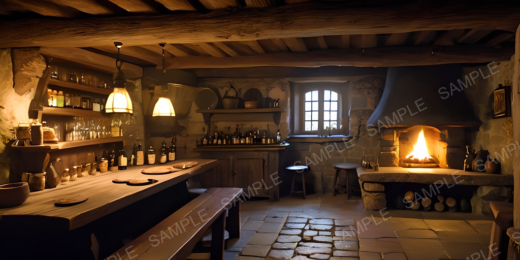 【背景素材】中世ファンタジー 村外れの小さな酒場|10枚セット