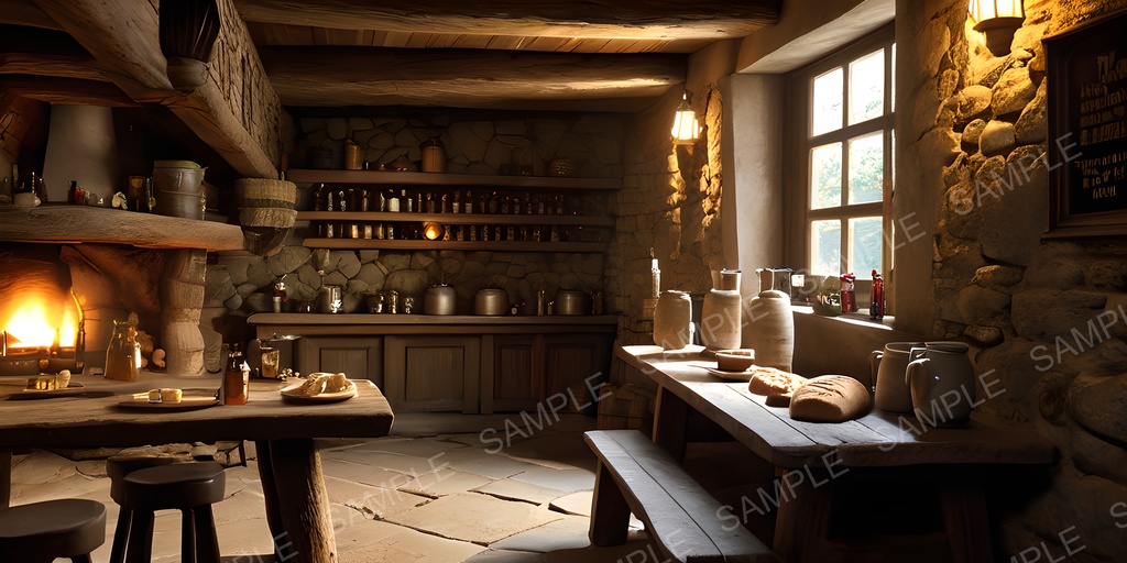 【背景素材】中世ファンタジー 村外れの小さな酒場|10枚セット