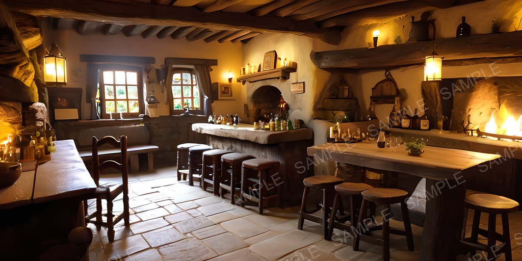 【背景素材】中世ファンタジー 村外れの小さな酒場|10枚セット