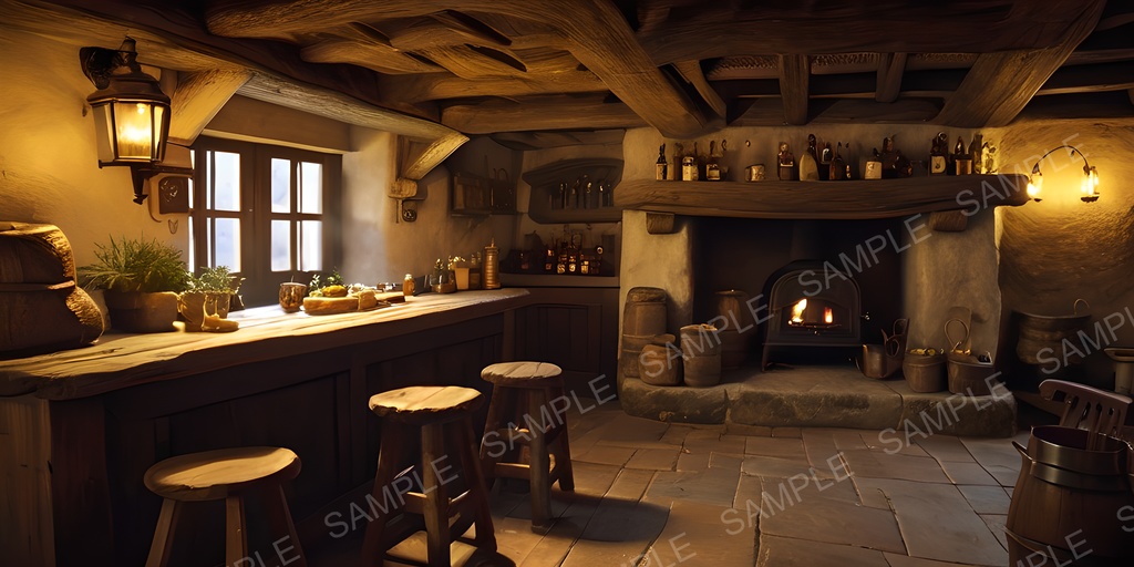 【背景素材】中世ファンタジー 村外れの小さな酒場|10枚セット