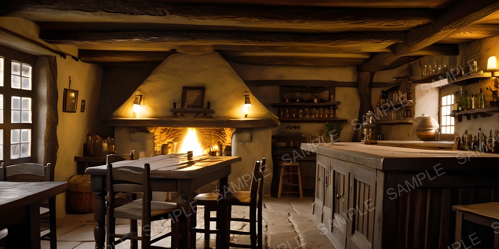 【背景素材】中世ファンタジー 村外れの小さな酒場|10枚セット