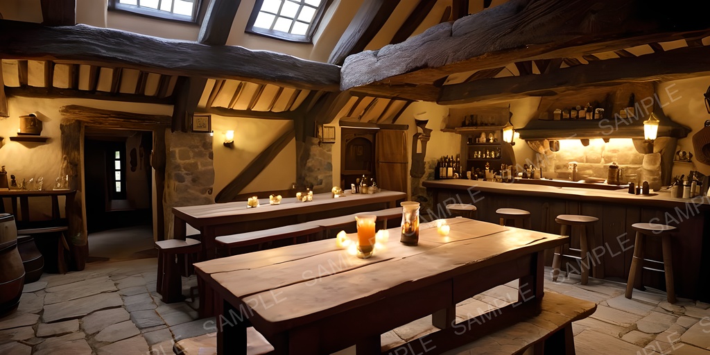 【背景素材】中世ファンタジー 村外れの小さな酒場|10枚セット