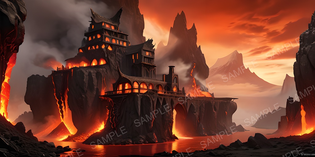 【2k背景素材】火山都市の断崖神殿|10枚セット