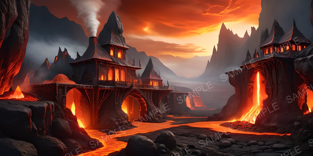 【2k背景素材】火山都市の断崖神殿|10枚セット